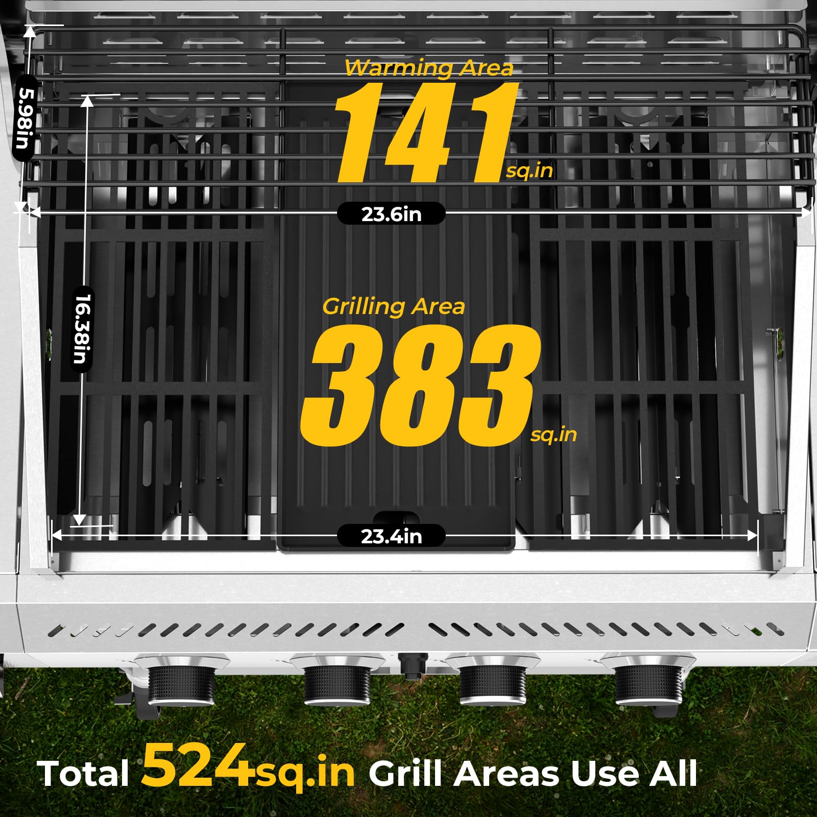 4-Burner Propane Gas Grill Stainless Steel 42000 BTU with Side Burner