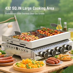 R.W.FLAME 4 Burners 32000BTU Tabletop Stainless Steel Gas Grill with handle R.W.FLAME