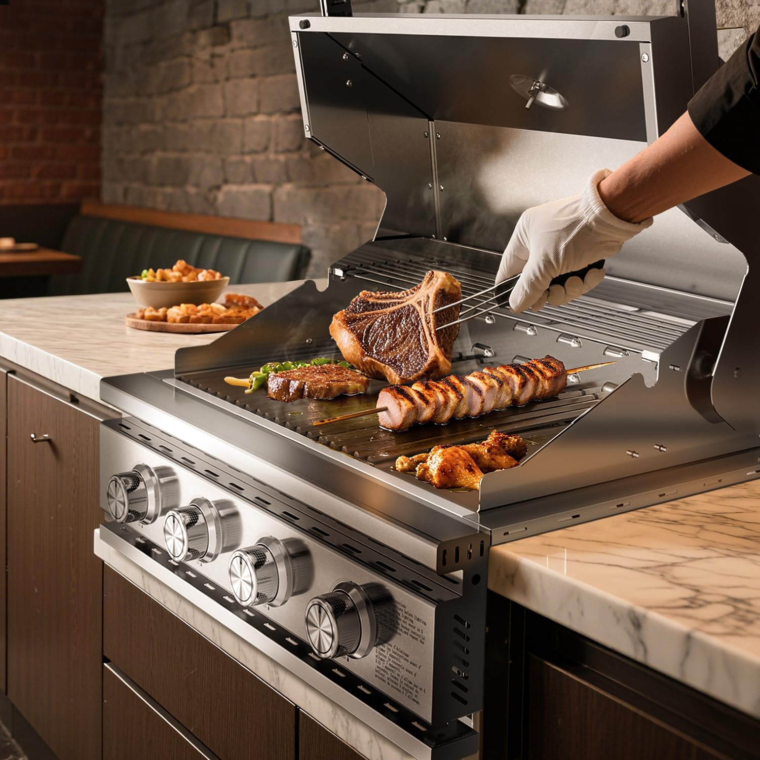 4-Burner 32,000 BTU Propane Gas Grill with Baking Tray Grates ALL-Thickened 304 Stainless Steel