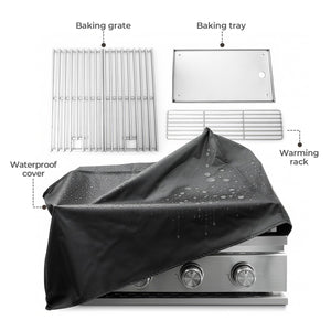 4-Burner 32,000 BTU Propane Gas Grill with Baking Tray Grates ALL-Thickened 304 Stainless Steel