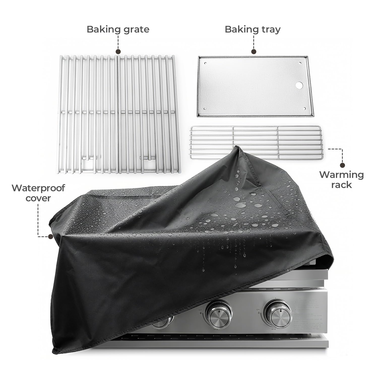 4-Burner 32,000 BTU Propane Gas Grill with Baking Tray Grates ALL-Thickened 304 Stainless Steel