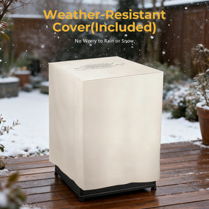 R.W.FLAME 20 Inch Fire Pit Square Gas Fire Table with Lava Rocks and Protective Cover for Backyard