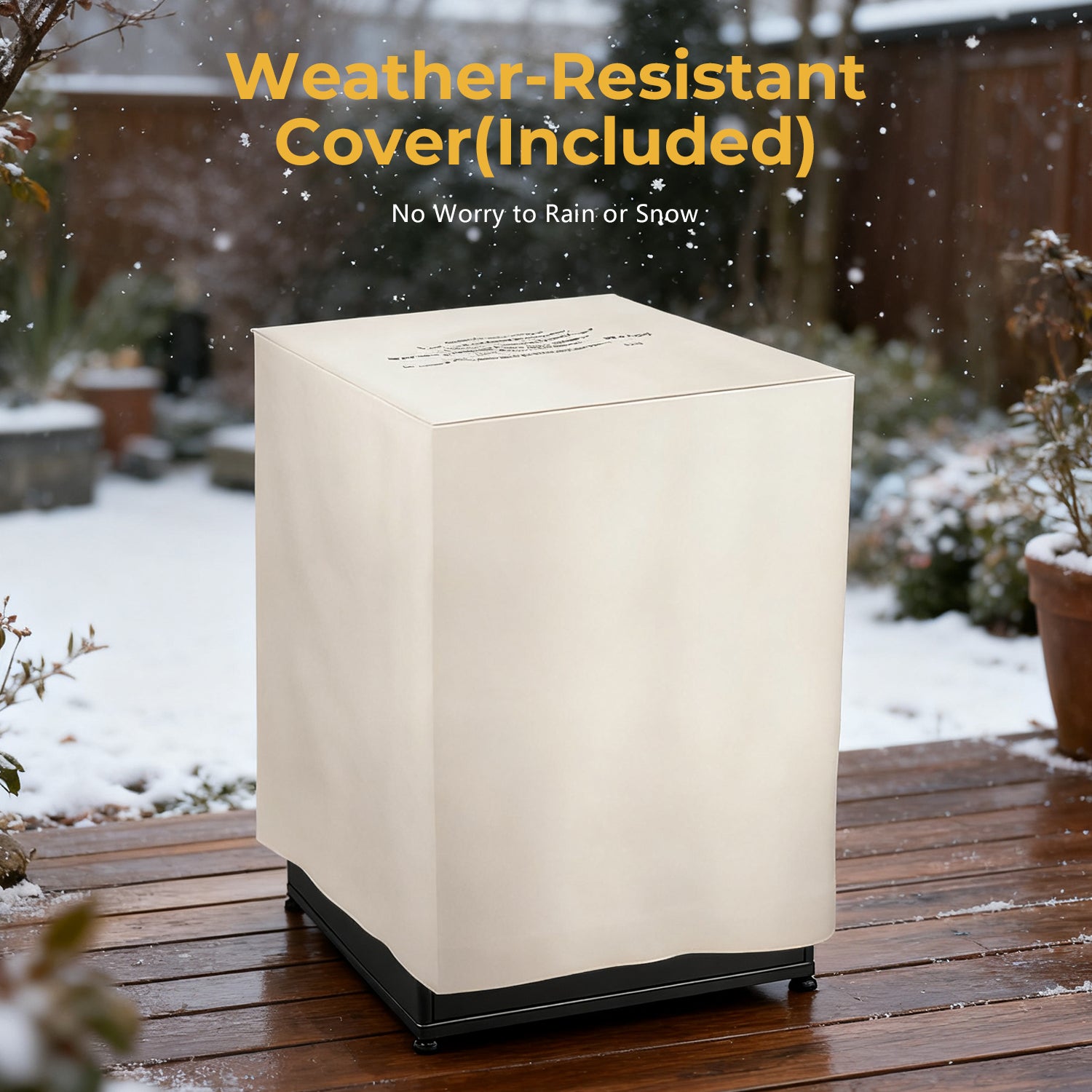 R.W.FLAME 20 Inch Fire Pit Square Gas Fire Table with Lava Rocks and Protective Cover for Backyard