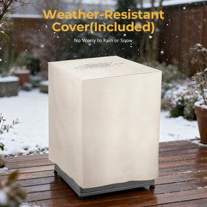 R.W.FLAME 20 Inch Fire Pit Square Gas Fire Table with Lava Rocks and Protective Cover for Backyard