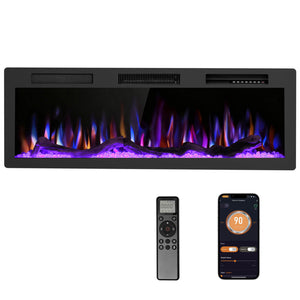 R.W.FLAME 50 Inch Smart Electric Fireplace Recessed Wall Mounted Alexa/WiFi Enabled APP Control