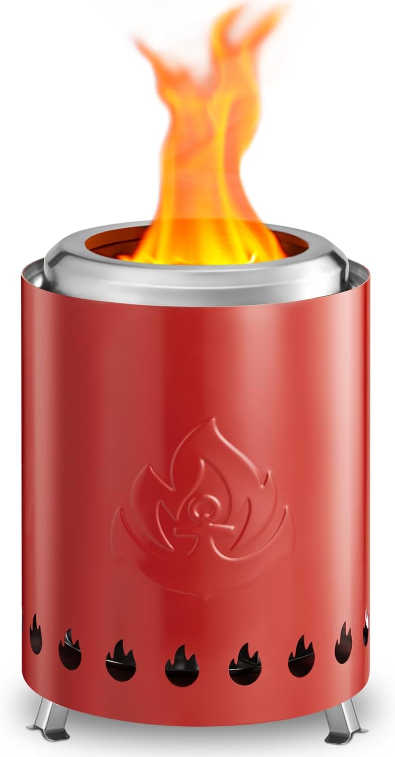 R.W.FLAME Tabletop Smokeless Fire Pit with Stand, Stainless Steel