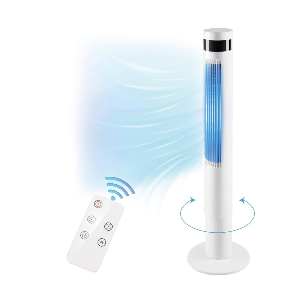 R.W.Flame 43” Tower Fan with Oscillation,3 Powerful Wind Modes, Up to 12 H Timer (White)