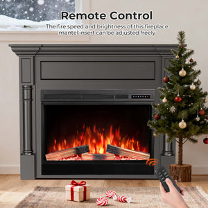 R.W.FLAME 55 Inch Electric Fireplace Mantel with Adjustable Flame, 8H Timer and 750W/1500W Heating