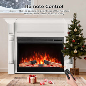 R.W.FLAME 55 Inch Electric Fireplace Mantel with Adjustable Flame, 8H Timer and 750W/1500W Heating