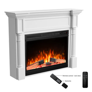 R.W.FLAME 55 Inch Electric Fireplace Mantel with Adjustable Flame, 8H Timer and 750W/1500W Heating