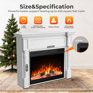 R.W.FLAME 55 Inch Electric Fireplace Mantel with Adjustable Flame, 8H Timer and 750W/1500W Heating