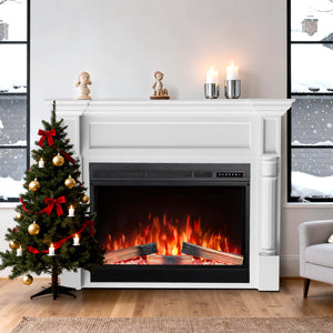 R.W.FLAME 55 Inch Electric Fireplace Mantel with Adjustable Flame, 8H Timer and 750W/1500W Heating