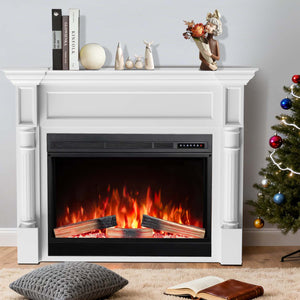 R.W.FLAME 55 Inch Electric Fireplace Mantel with Adjustable Flame, 8H Timer and 750W/1500W Heating