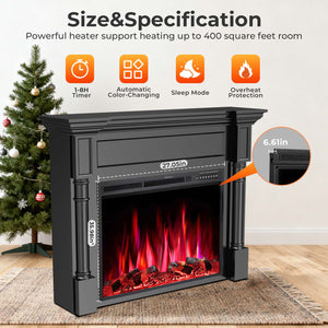 R.W.FLAME 55 Inch Electric Fireplace Mantel with Adjustable Flame, 8H Timer and 750W/1500W Heating
