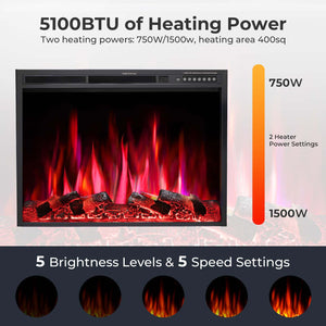 R.W.FLAME 55 Inch Electric Fireplace Mantel with Adjustable Flame, 8H Timer and 750W/1500W Heating