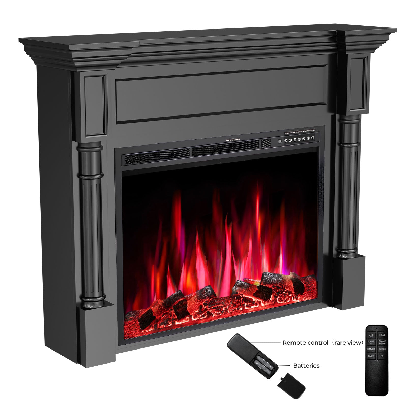 R.W.FLAME 55 Inch Electric Fireplace Mantel with Adjustable Flame, 8H Timer and 750W/1500W Heating
