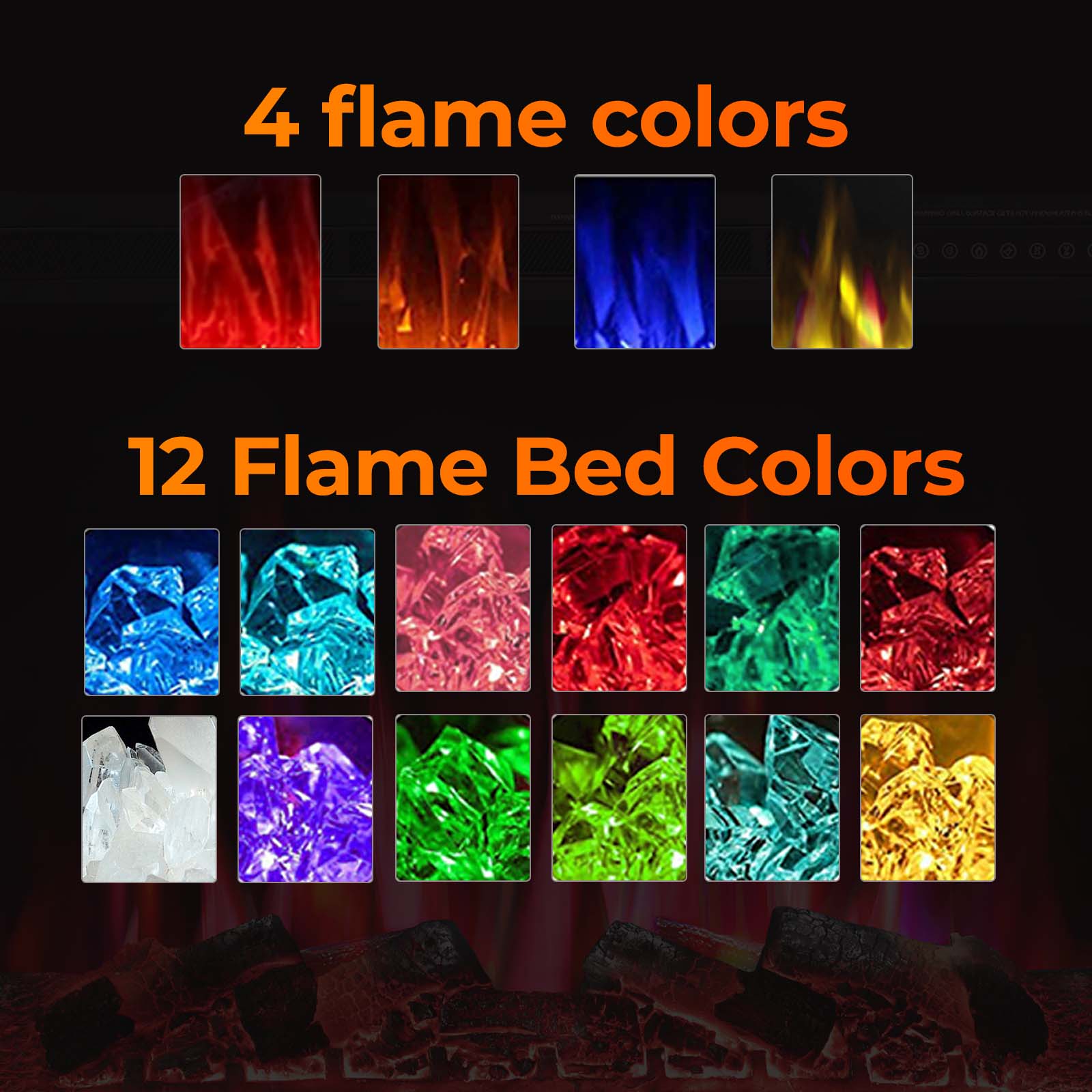 R.W.FLAME 55 Inch Electric Fireplace Mantel with Adjustable Flame, 8H Timer and 750W/1500W Heating