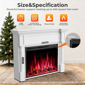 R.W.FLAME 55 Inch Electric Fireplace Mantel with Adjustable Flame, 8H Timer and 750W/1500W Heating