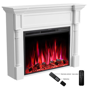 R.W.FLAME 55 Inch Electric Fireplace Mantel with Adjustable Flame, 8H Timer and 750W/1500W Heating