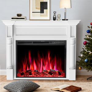R.W.FLAME 55 Inch Electric Fireplace Mantel with Adjustable Flame, 8H Timer and 750W/1500W Heating
