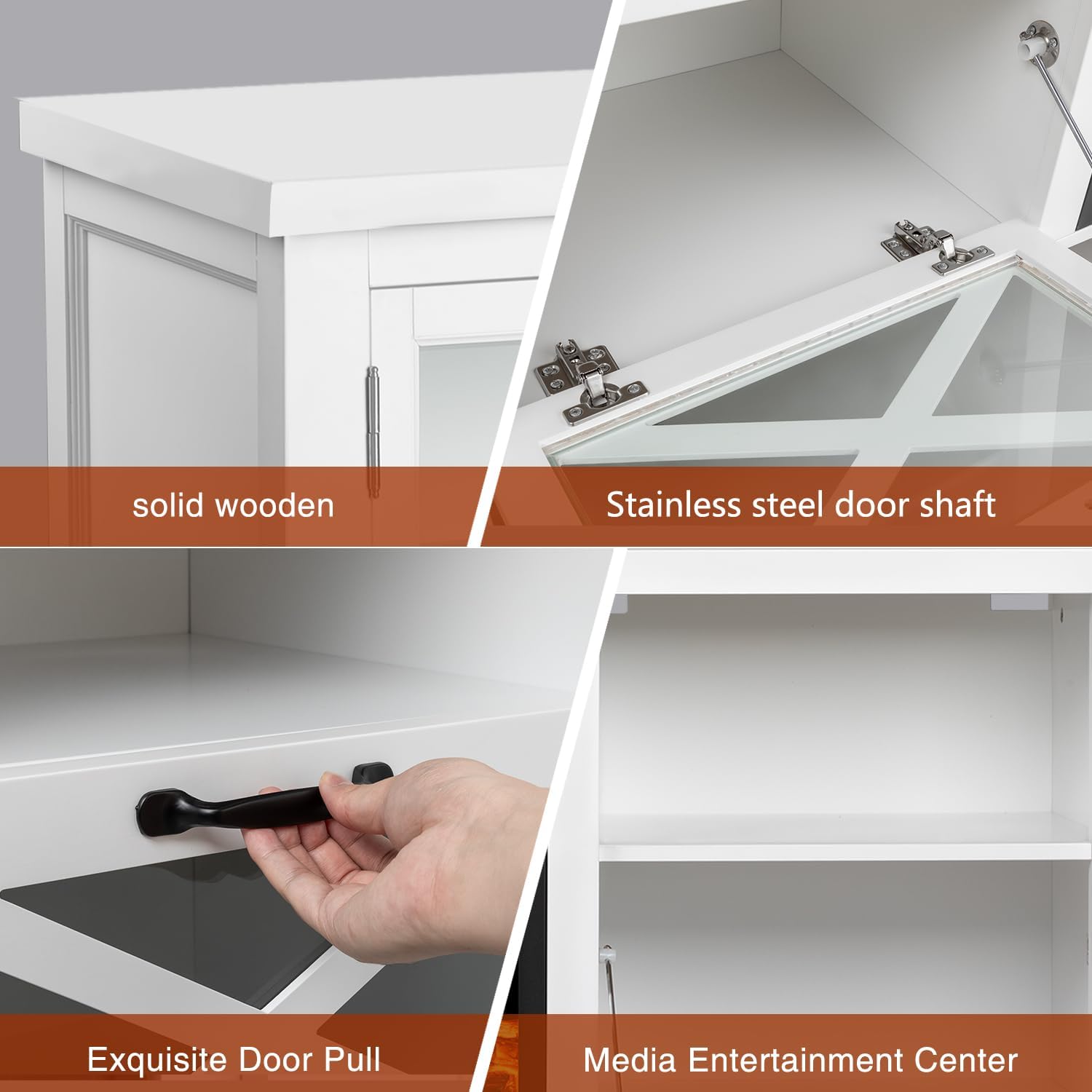 R.W.FLAME 65" Fireplace TV Stand with 20" Electric Fireplace, White R.W.FLAME