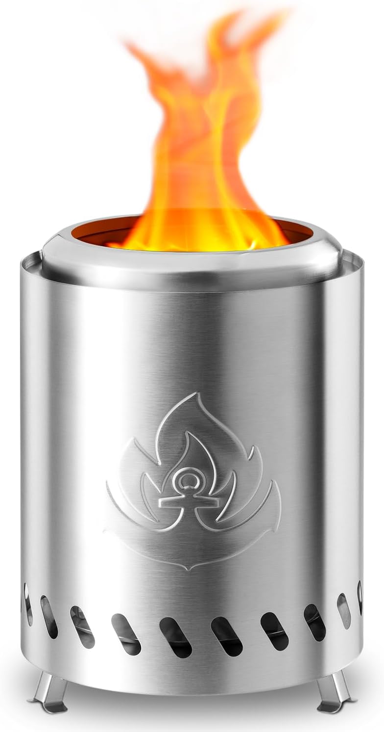 R.W.FLAME Tabletop Smokeless Fire Pit with Stand, Stainless Steel