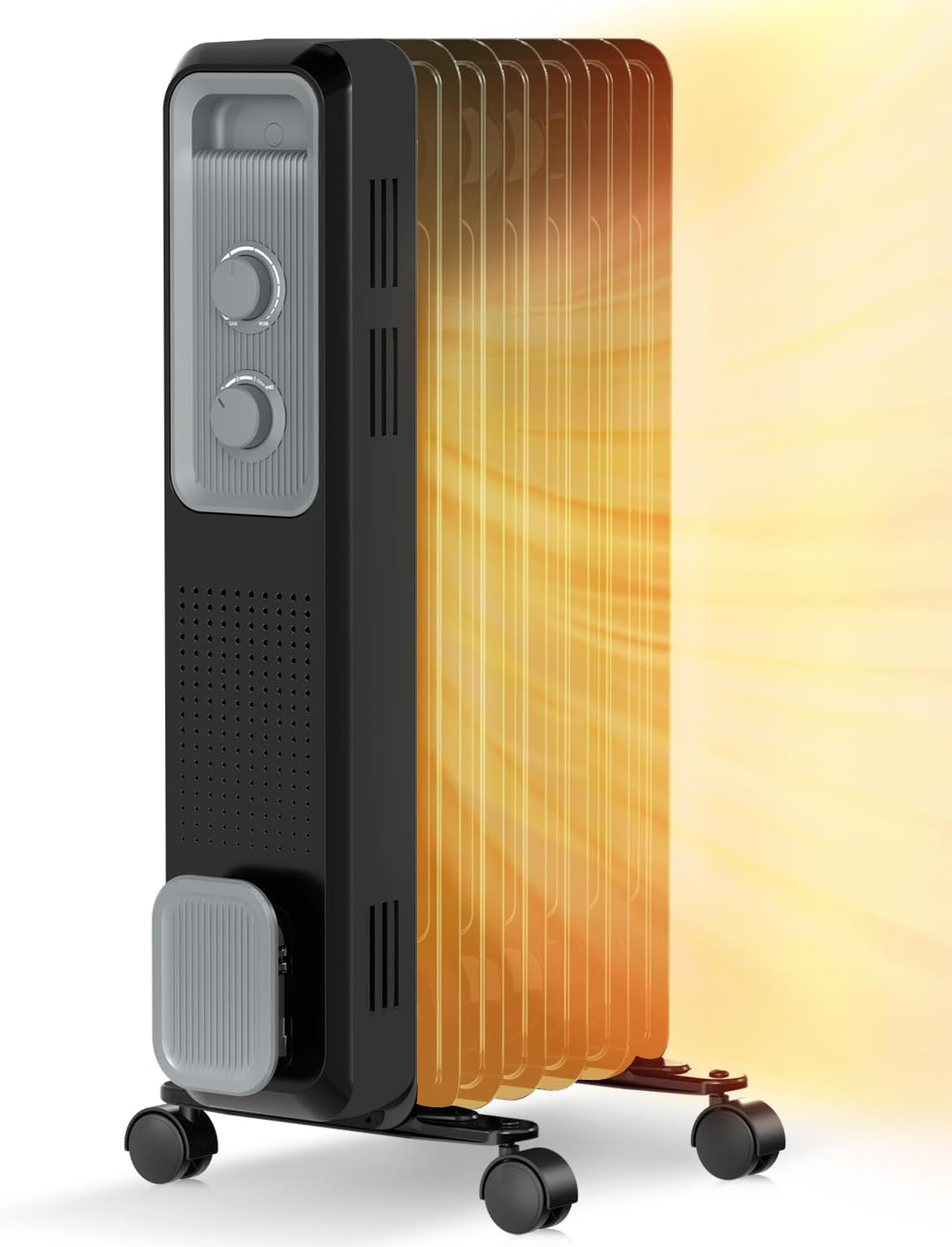 R.W.FLAME 1200W Oil Filled Radiator Heater - 3 Heat Settings, Adjustable Thermostat, Safety Features, Quiet for Home & Office