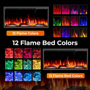 R.W.FLAME 63 Inch Electric Fireplace Mantel Wooden Surround Firebox with Adjustable Led Flame