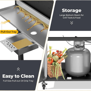 R.W.FLAME 3 & 4-Burner Propane Gas Grills with Side Burners, for Outdoor Cooking, BBQ, Patio, Camping R.W.FLAME