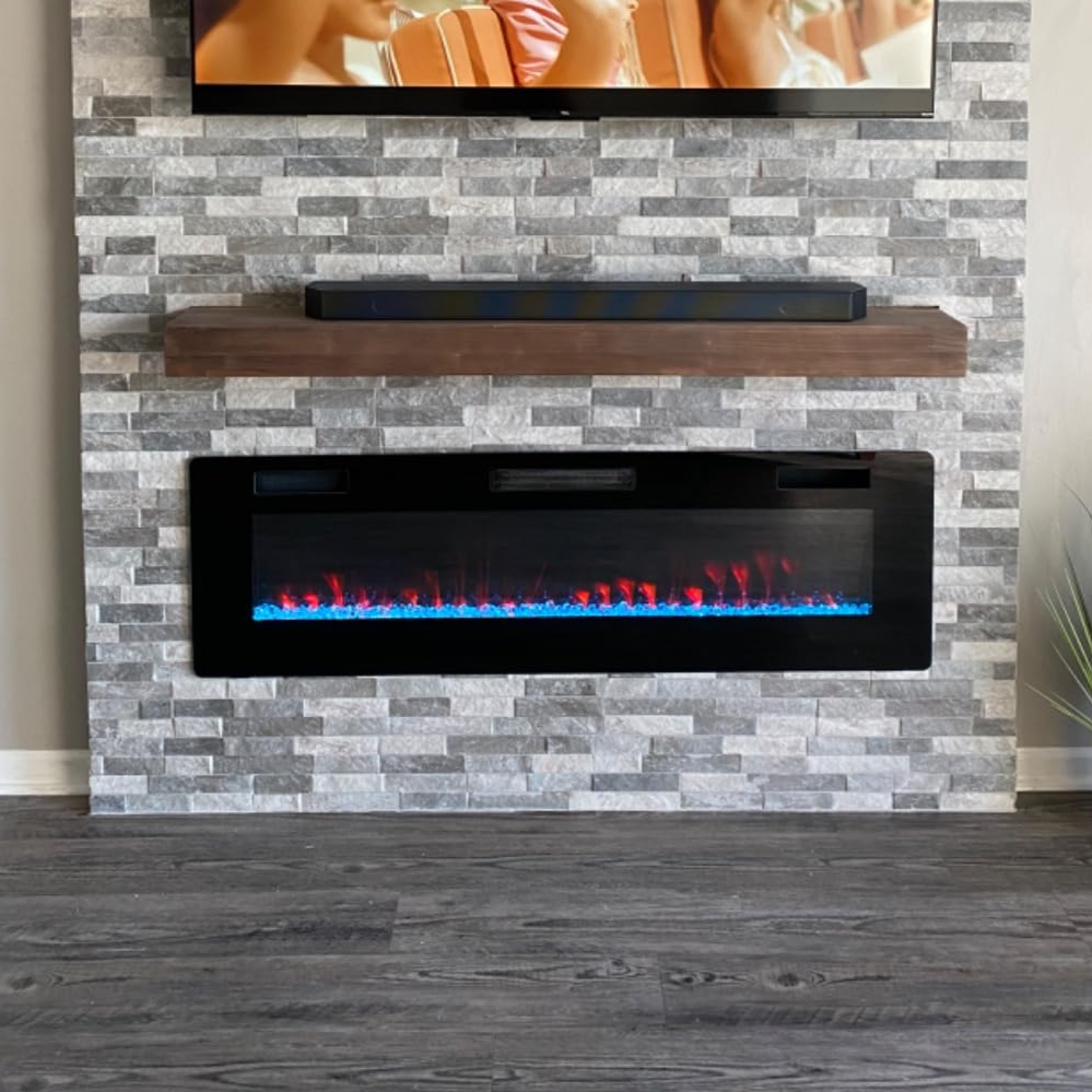 R.W.FLAME Recessed Wall Mounted Electric Fireplace, 750 - 1500W