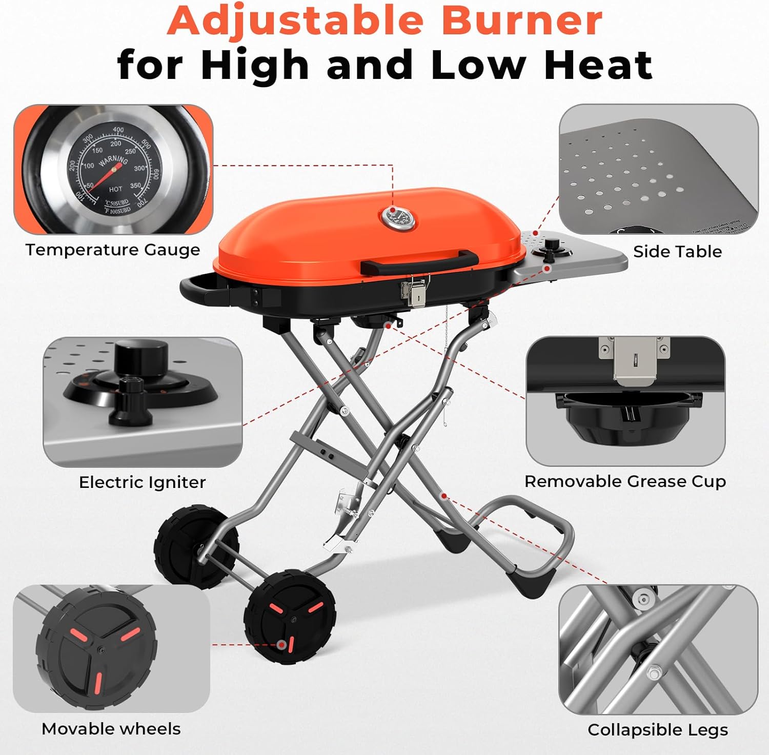 R.W.FLAME 15000 BTU Portable Propane Gas Grill