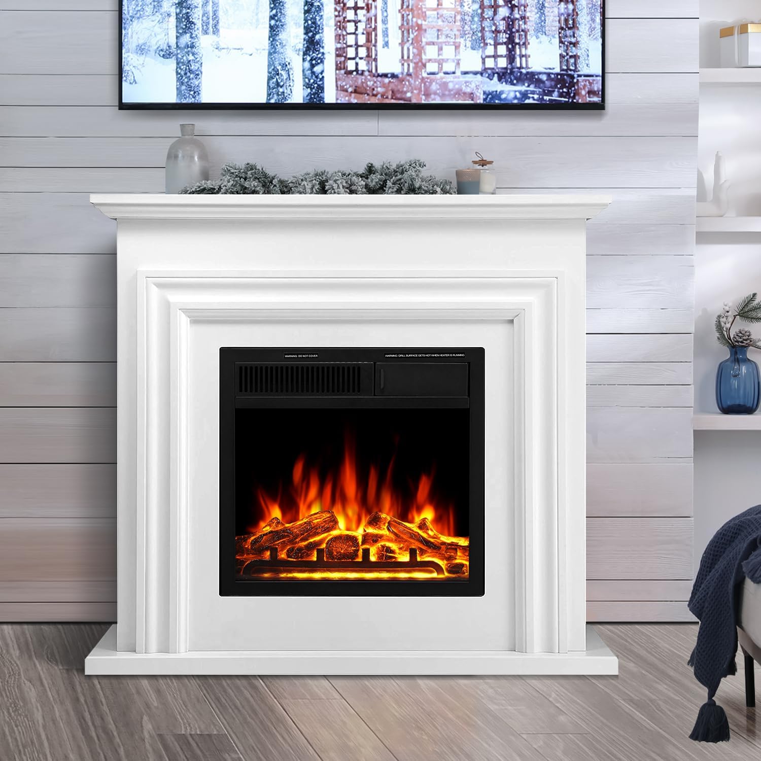 R.W.FLAME 36'' Electric Fireplace with Mantel Package,750 - 1500W