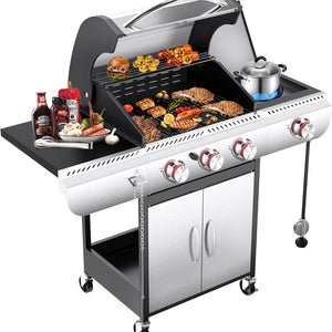 R.W.FLAME 3 & 4-Burner Propane Gas Grills with Side Burners, for Outdoor Cooking, BBQ, Patio, Camping R.W.FLAME