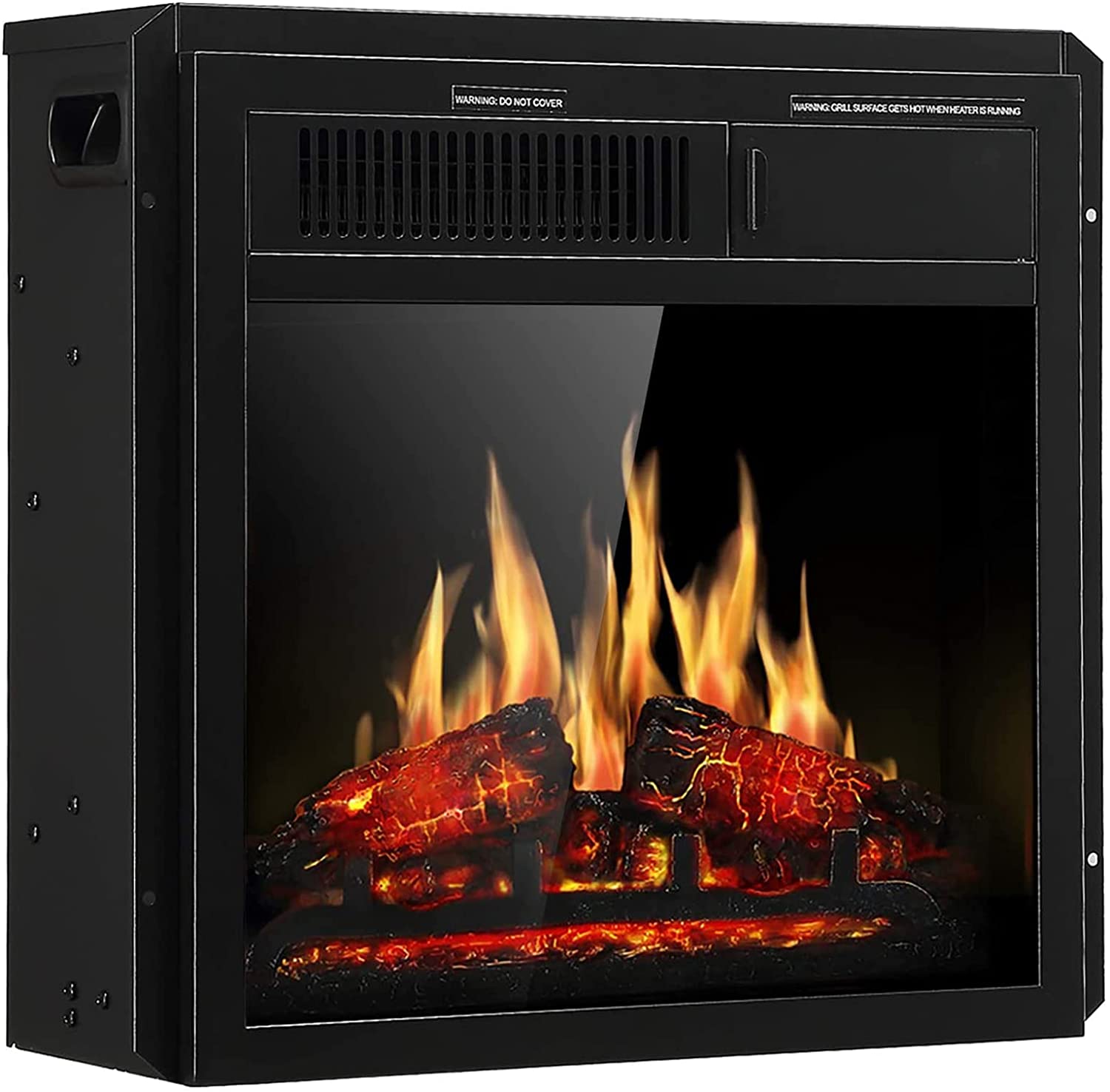 R.W.FLAME 20" Electric Fireplace Insert, 7 Flame Brightness Settings, 2 Power Setting 750W/1500W (Black) R.W.FLAME