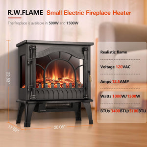 R.W.FLAME 3D Flame Electric Fireplace Stove Heater with Thermostat R.W.FLAME