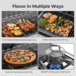 R.W.FLAME 4 Burner 42,000 BTU Propane Gas Grill with Side Burner and Stainless Steel Mesh for Camping Backyard R.W.FLAME