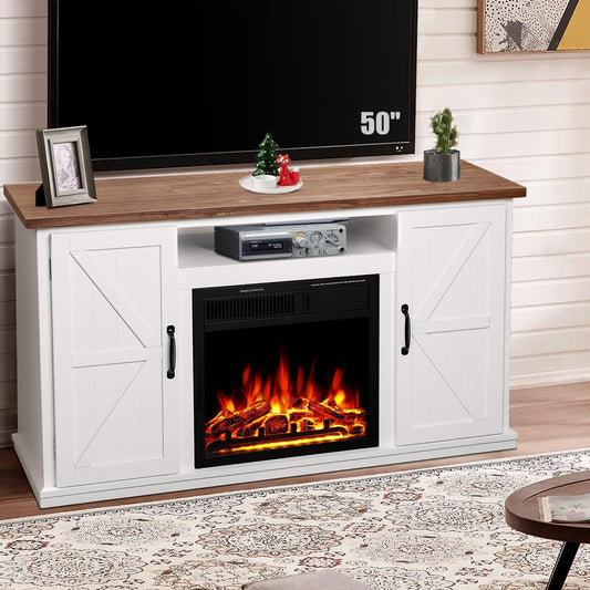 R.W.FLAME 50" Fireplace TV Stand with 20" Electric Fireplace, Walnut R.W.FLAME
