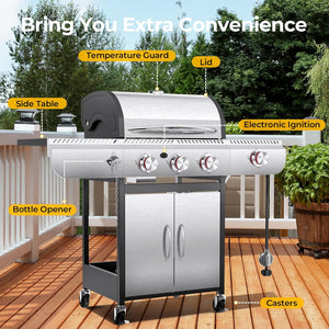 R.W.FLAME 3 & 4-Burner Propane Gas Grills with Side Burners, for Outdoor Cooking, BBQ, Patio, Camping R.W.FLAME