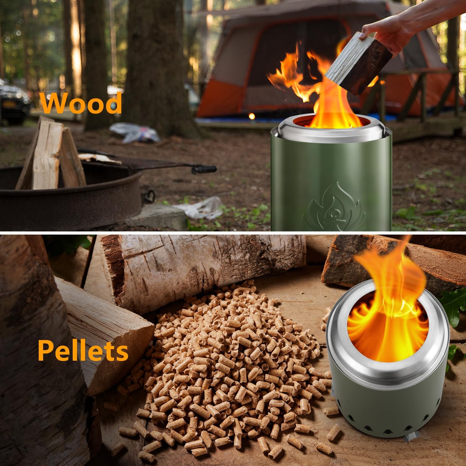 R.W.FLAME Tabletop Smokeless Fire Pit with Stand, Stainless Steel