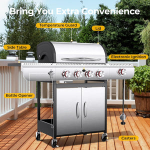 R.W.FLAME 3 & 4-Burner Propane Gas Grills with Side Burners, for Outdoor Cooking, BBQ, Patio, Camping R.W.FLAME