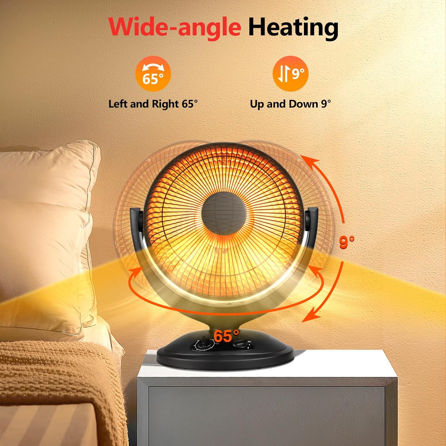 R.W.FLAME 800W/400W Radiant Space Heater - Thermostat, Timer, Safety Features, Quiet for Home & Office