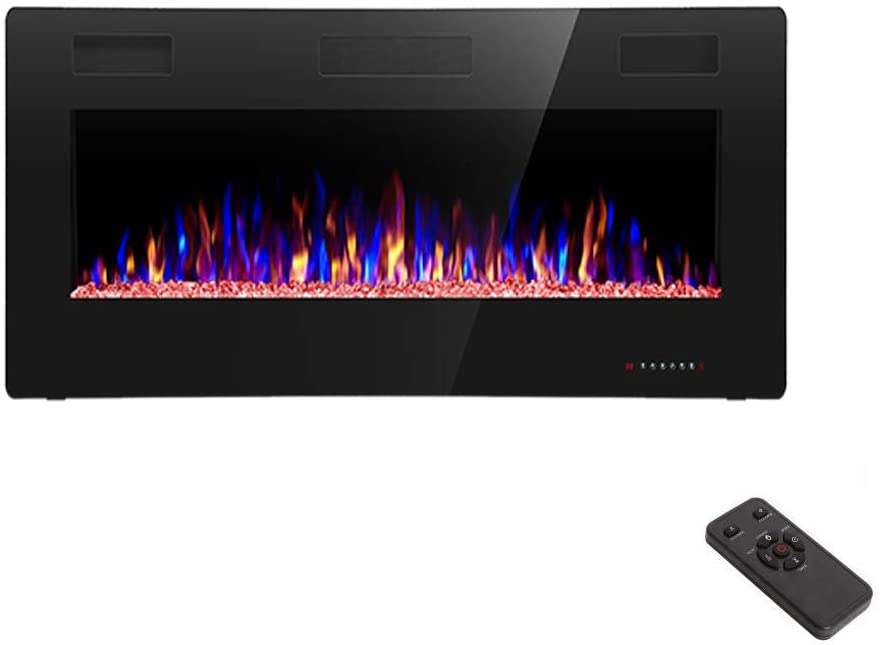 R.W.FLAME Recessed Wall Mounted Electric Fireplace, 750 - 1500W