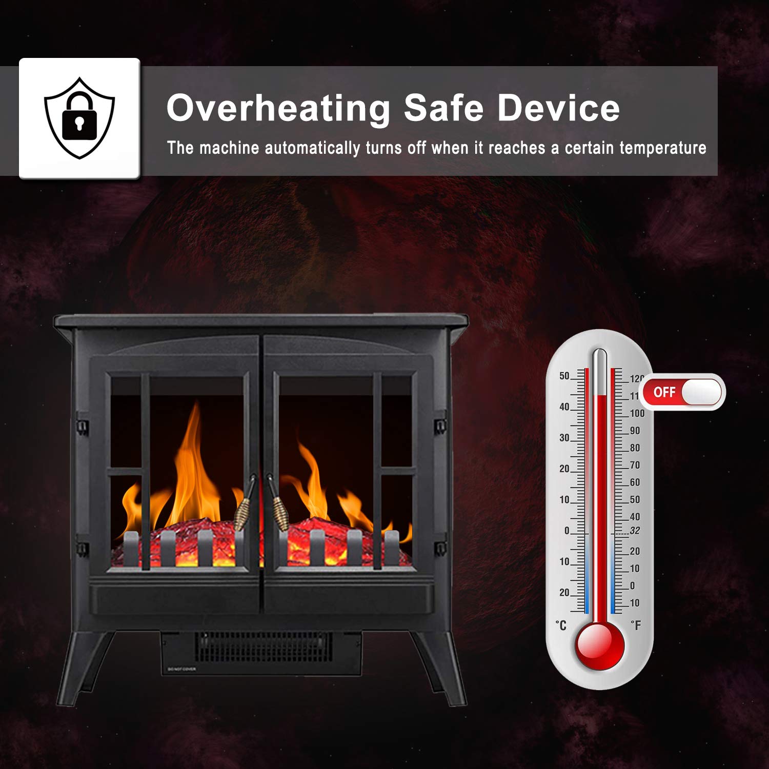 R.W.FLAME 3D Free standing Fireplace Stove