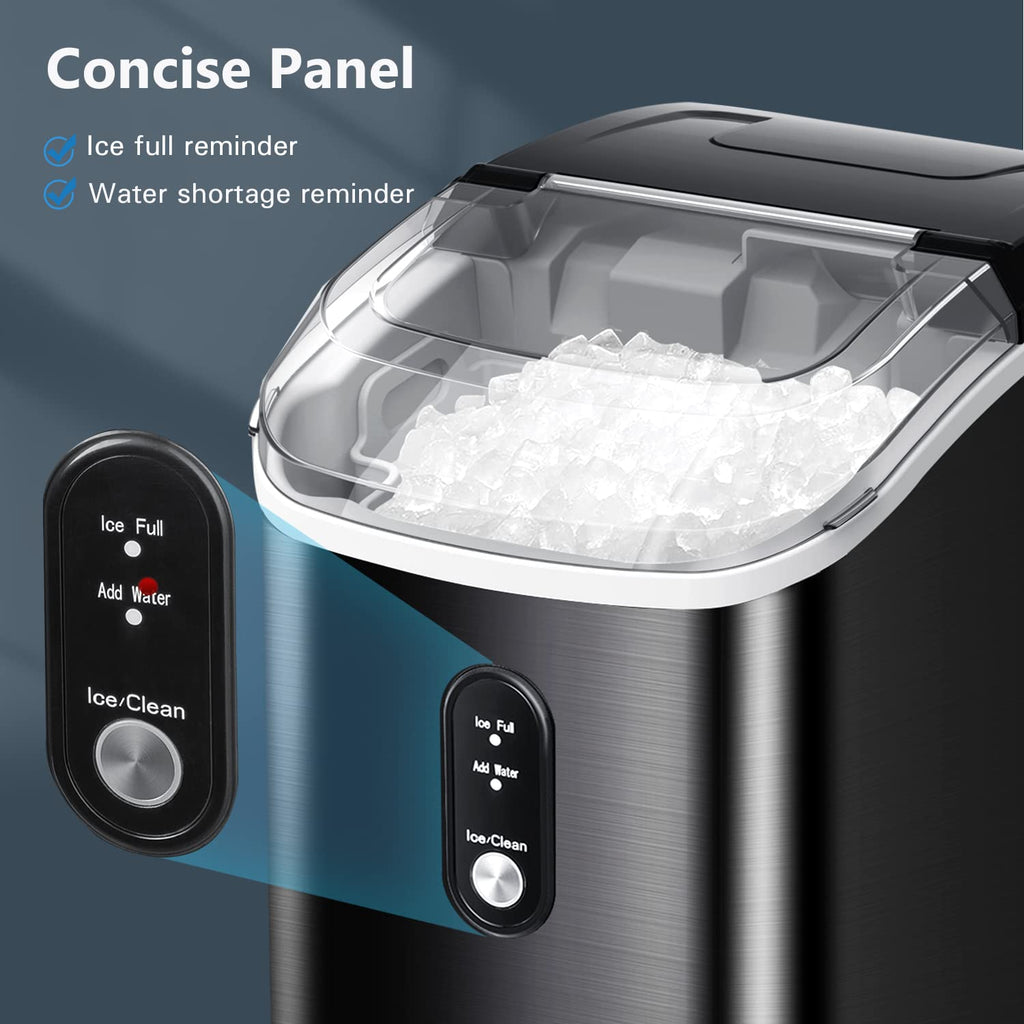 RWflame Nugget Countertop Ice Maker with Soft Chewable Ice, 34Lbs/24H,  Pebble Portable Ice Machine with Ice Scoop