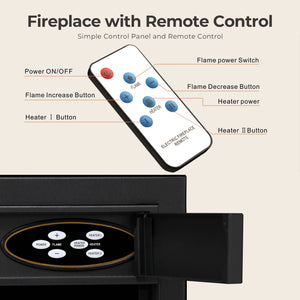 R.W.FLAME 22 Inch Electric Fireplace Insert with 5 Flame Brightness Settings and 2 Power Setting 750W/1500W