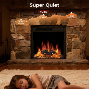 R.W.FLAME 22 Inch Electric Fireplace Insert with 5 Flame Brightness Settings and 2 Power Setting 750W/1500W