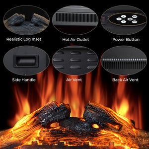 R.W.FLAME 22 Inch Electric Fireplace Insert with 5 Flame Brightness Settings and 2 Power Setting 750W/1500W