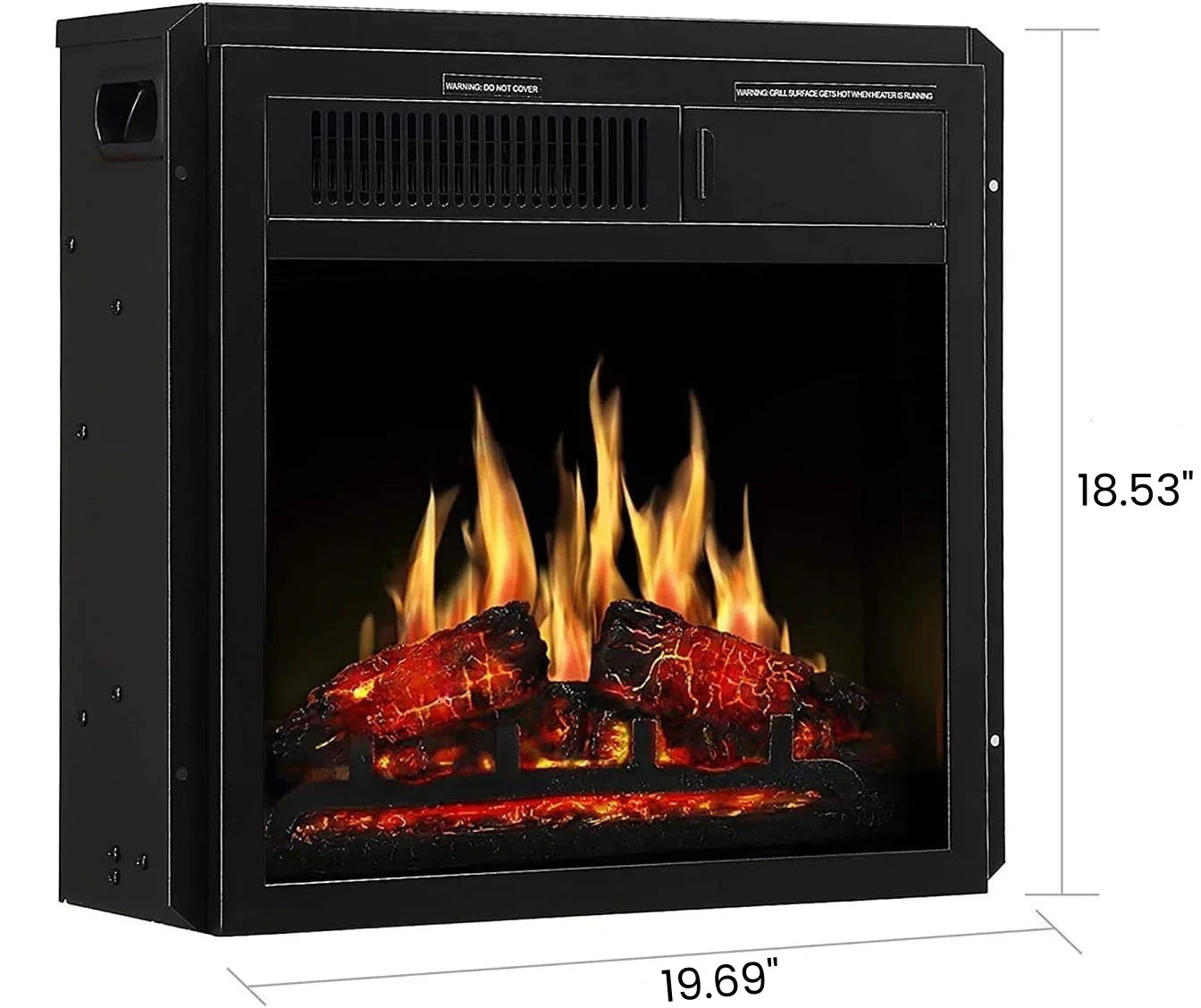 R.W.FLAME 20" Electric Fireplace Insert, 7 Flame Brightness Settings, 2 Power Setting 750W/1500W (Black) R.W.FLAME