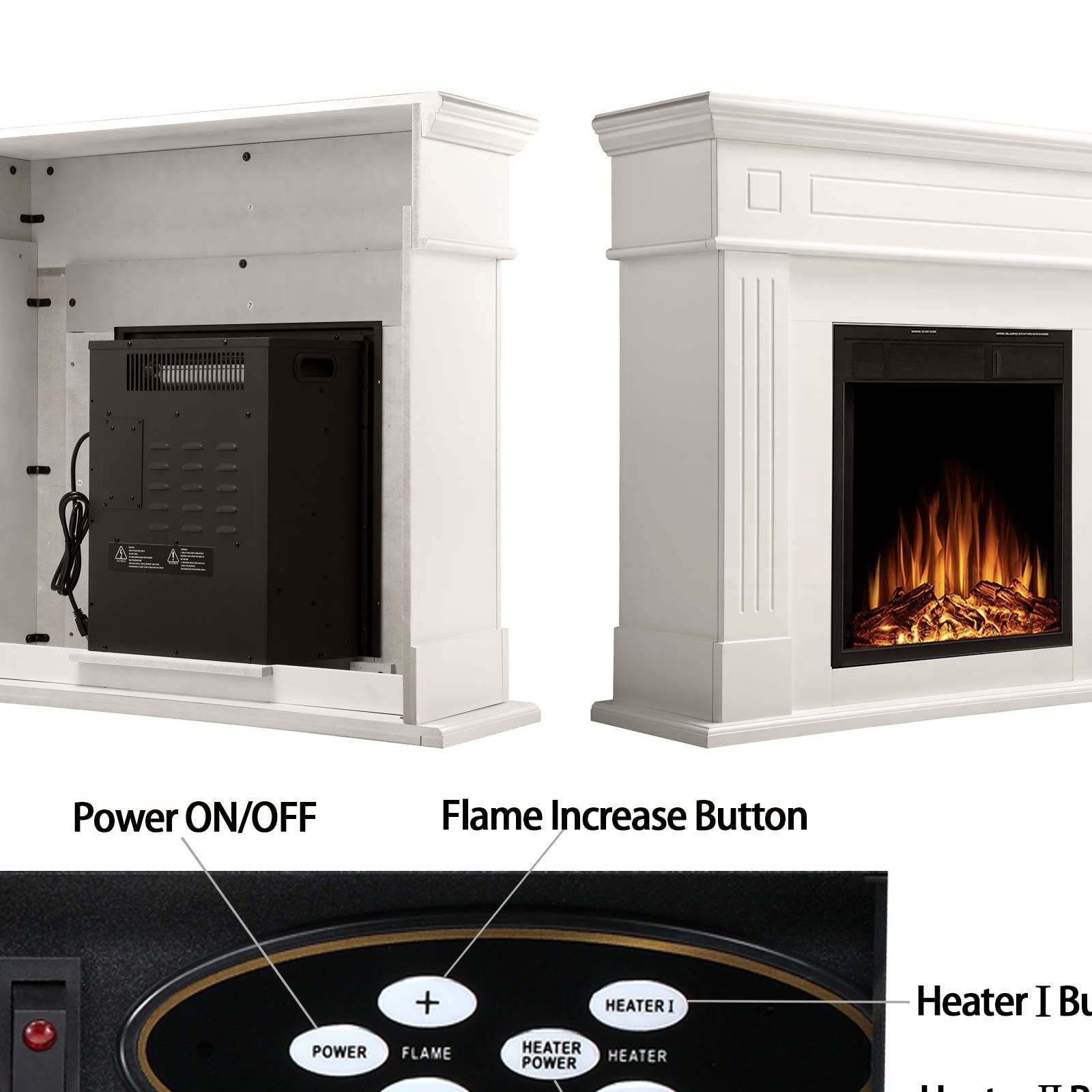 R.W.FLAME 43"Electric Fireplace Mantel Wooden Surround Firebox,750W/1500W R.W.FLAME