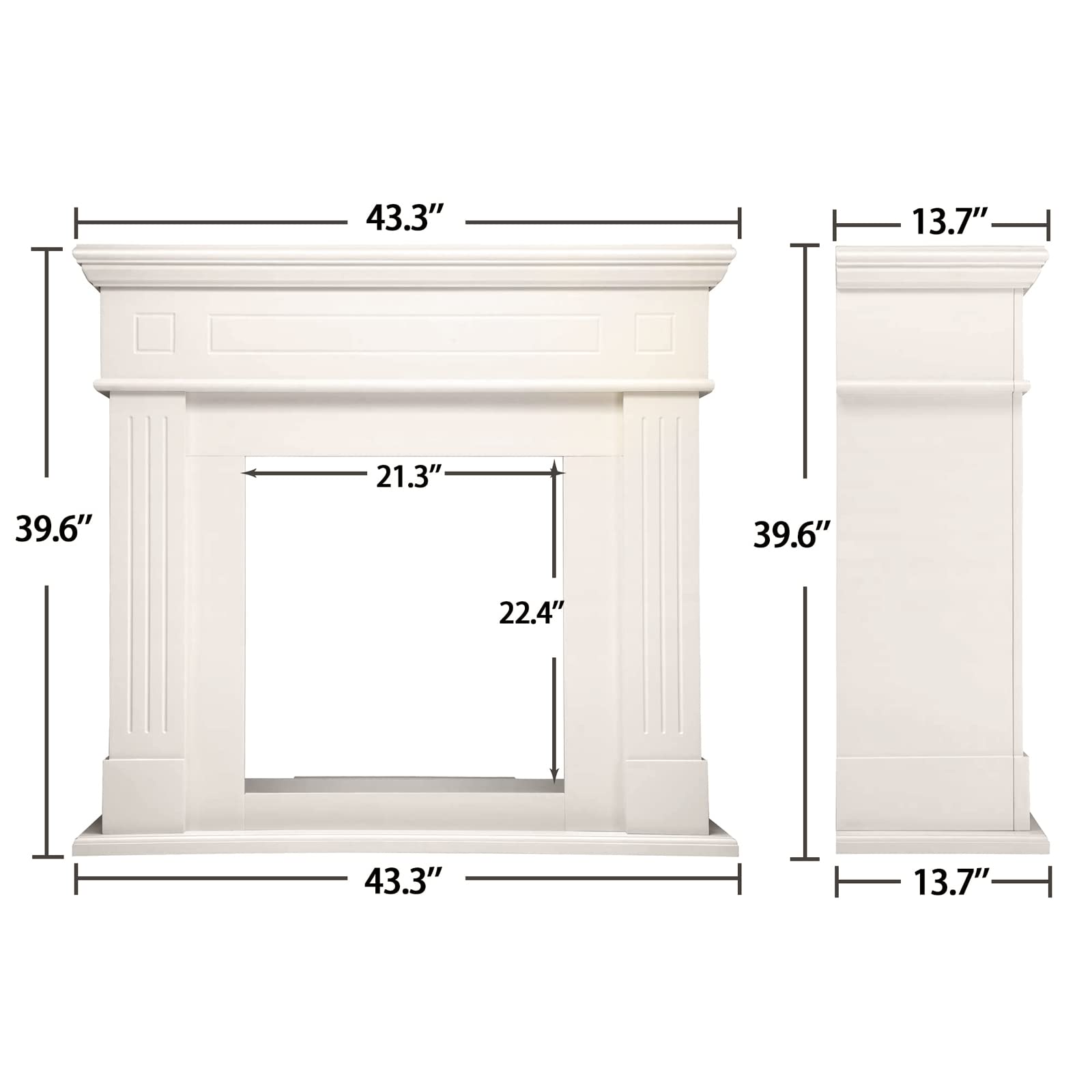R.W.FLAME 43"Electric Fireplace Mantel Wooden Surround Firebox,750W/1500W